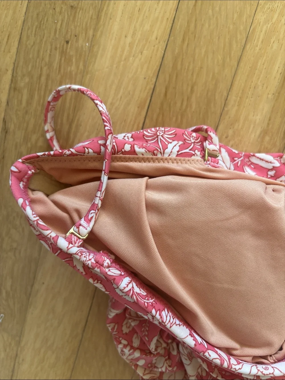 J. Crew Coral and White Floral One-Piece Swimsuit